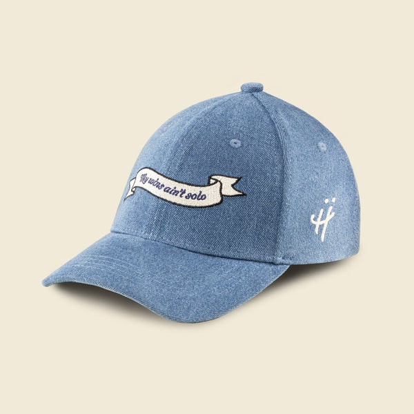 "Grateful for every hand that helped" denim cap