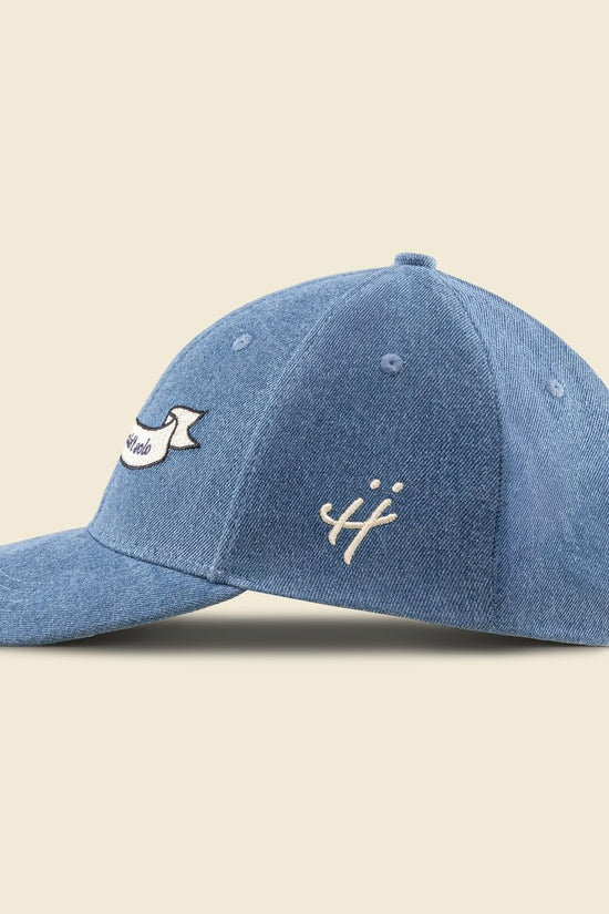 "Grateful for every hand that helped" denim cap