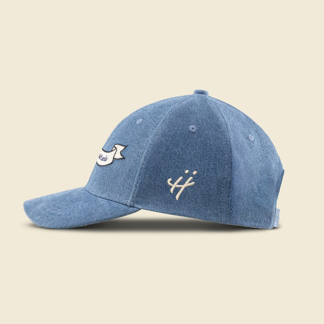 "Grateful for every hand that helped" denim cap