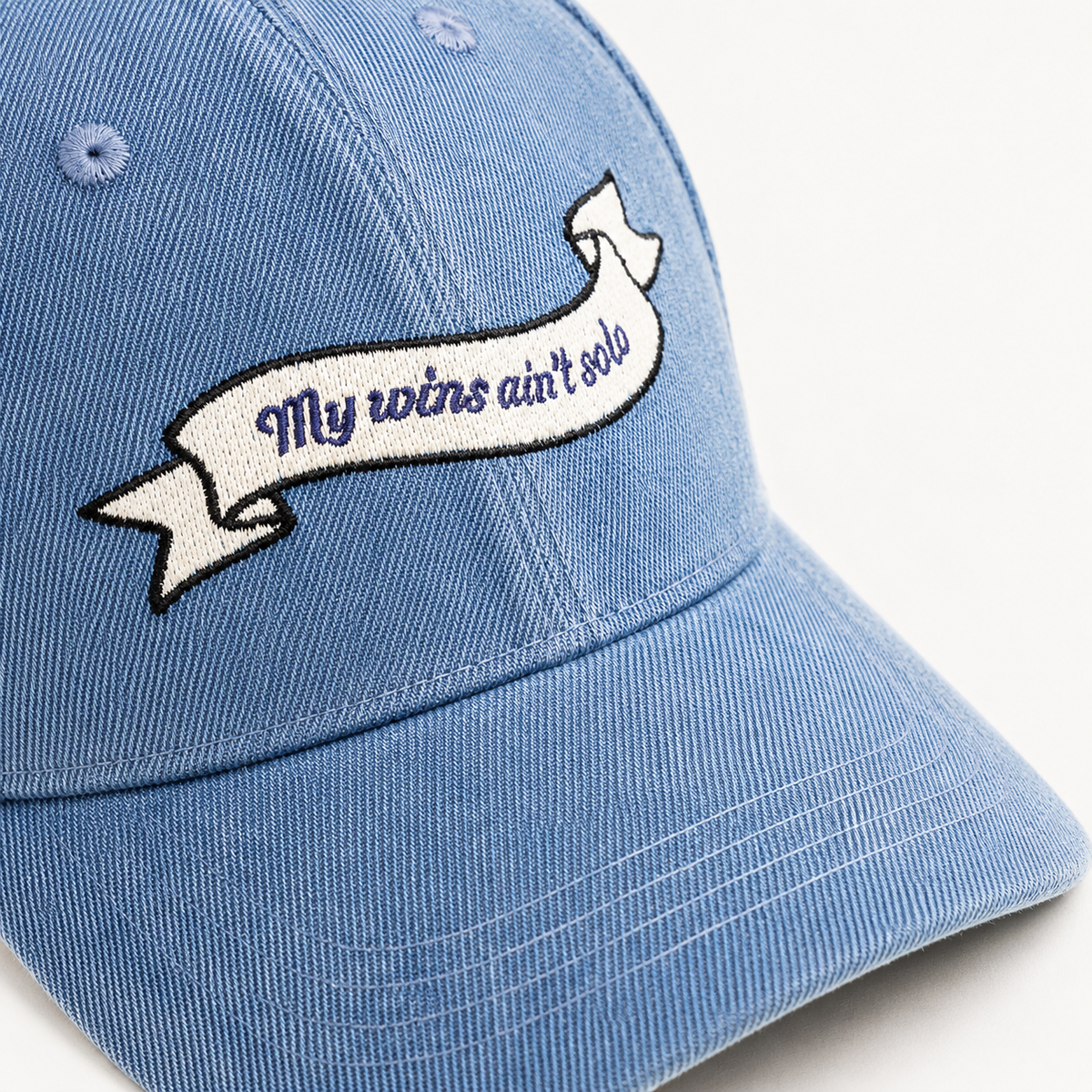 "Grateful for every hand that helped" denim cap