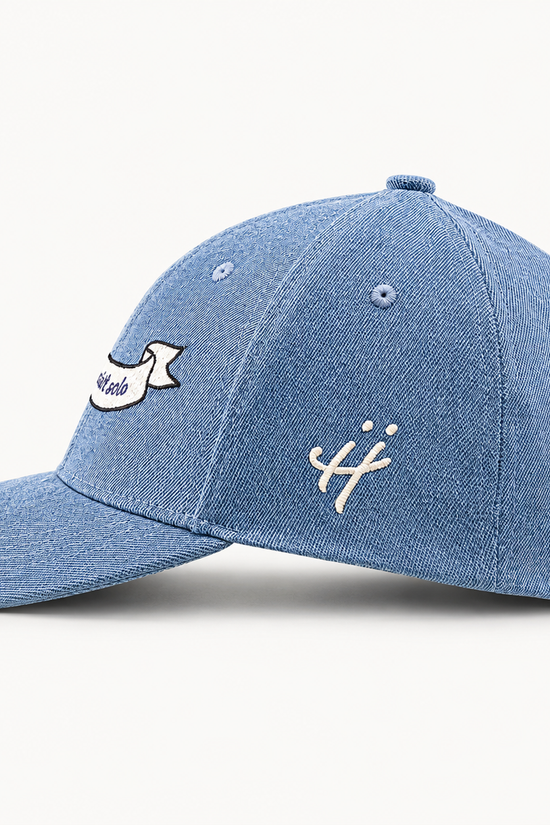 "Grateful for every hand that helped" denim cap