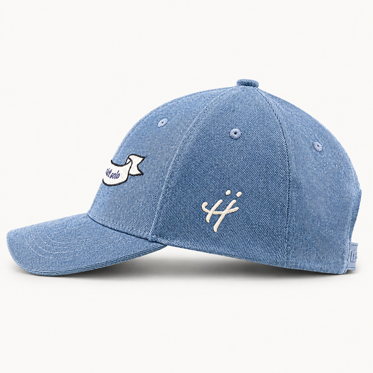"Grateful for every hand that helped" denim cap