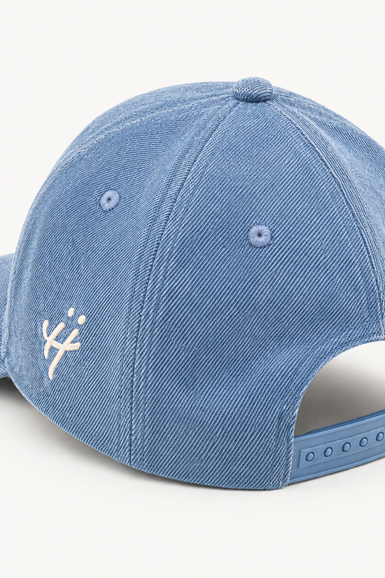 "Grateful for every hand that helped" denim cap