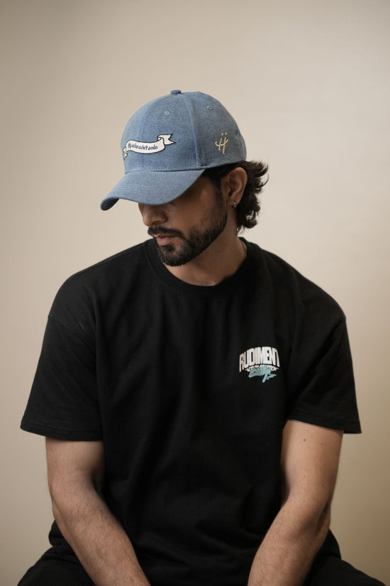 "Grateful for every hand that helped" denim cap