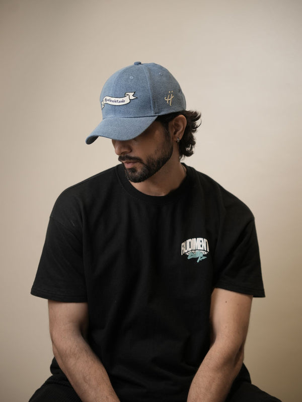 "Grateful for every hand that helped" denim cap